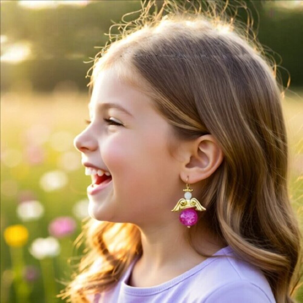 For Adults or Kids! Pink & Gold Angel Earrings! - Picture 7 of 8